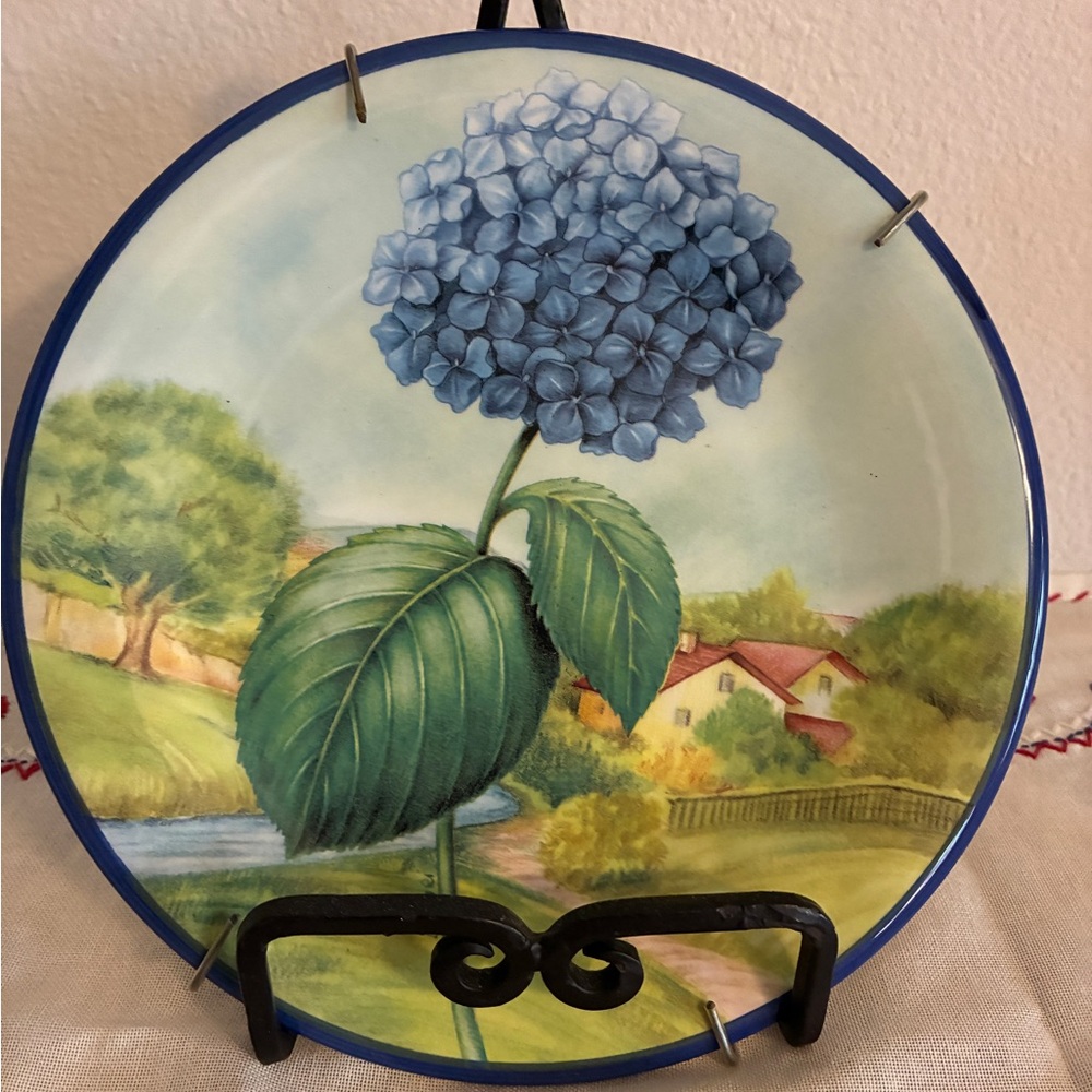 Blue Floral Italian Decorative Plate